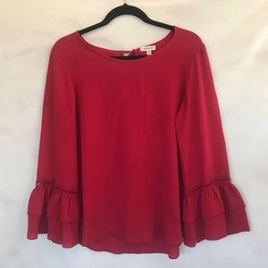 Max Studio Red Blouse with Bell Sleeves